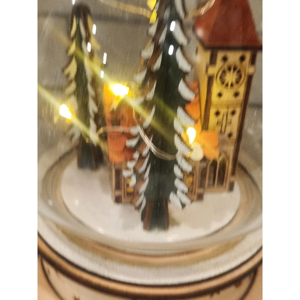 Christmas Winterland Village Illuminated Lantern Wood And Glass Alpine Scene